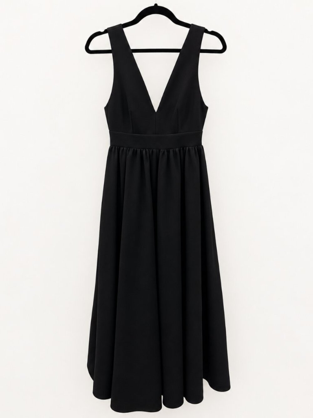 NWT COS V-Neck Scuba Black Midi Dress XS 0973369001